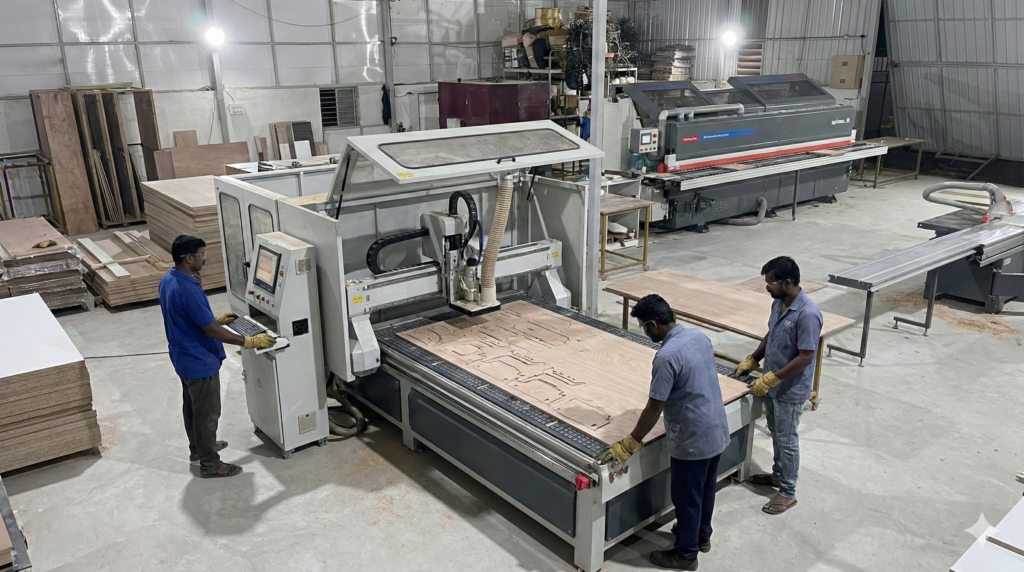 aarya interio factory image ( laminate press)